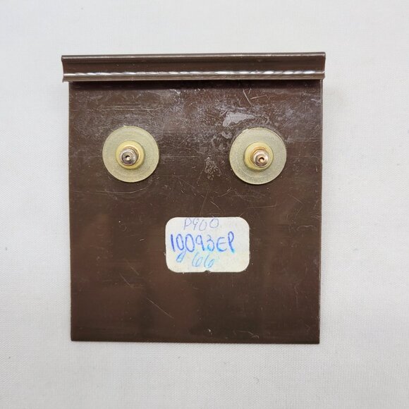 Vintage 1980s Signed Panetta Goldtone White Cabochon Pierced Earrings - Picture 4 of 11